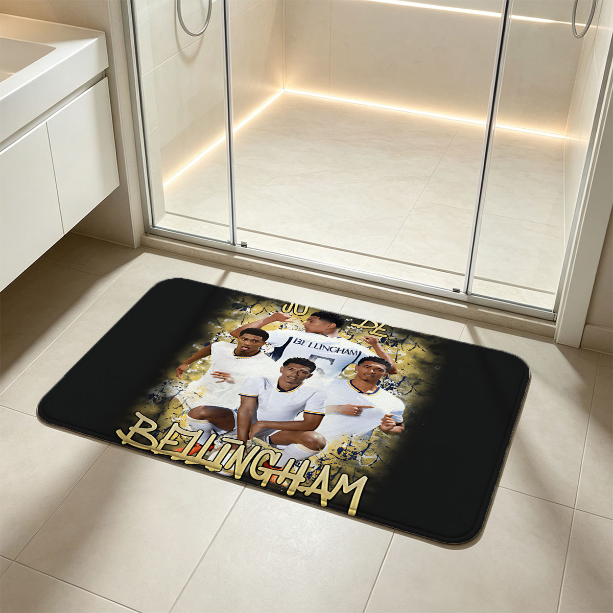Bellingham Football Player Portrait Collage - Flannel floor mat