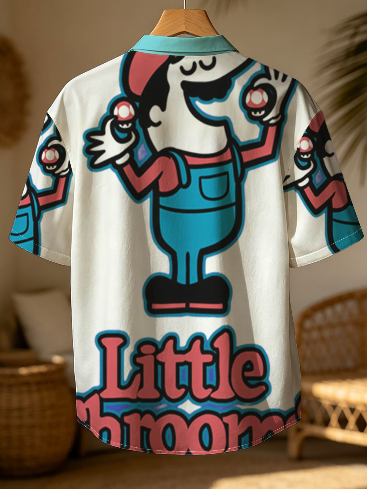 Little Shrooms: Mario-Inspired Mushroom Character with Red Caps and Blue Overalls -  Shirt