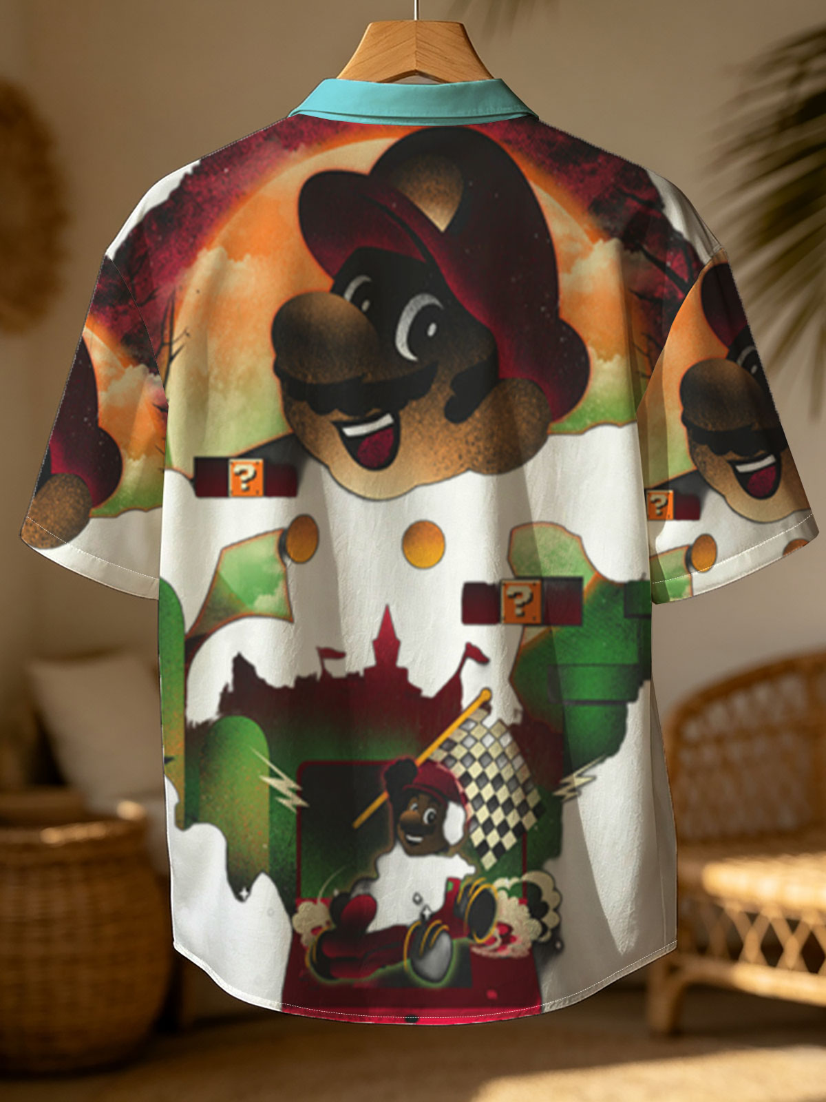 Mario and Luigi in a spooky adventure with question blocks and a checkered flag -  Shirt