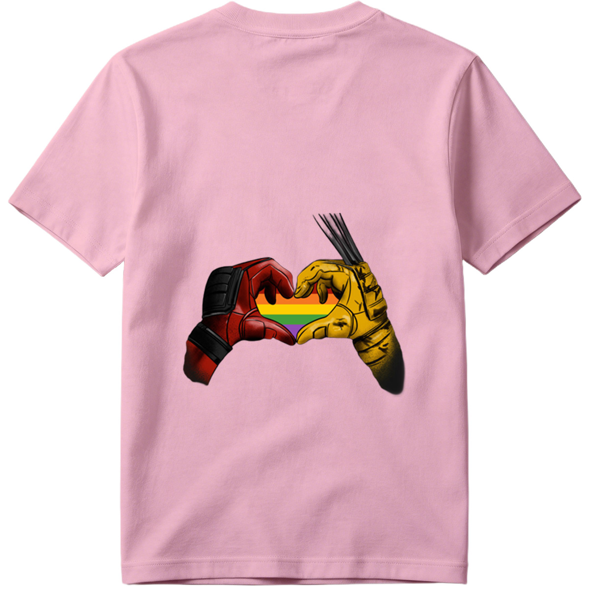 Deadpool and Wolverine Form a Rainbow Heart - Tee