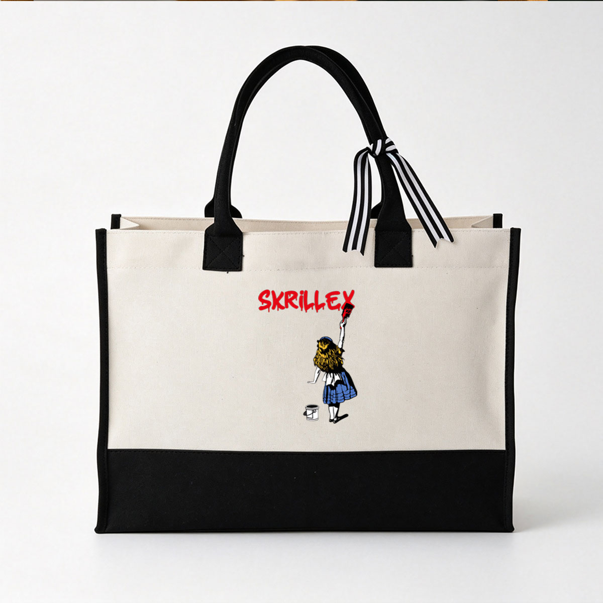 Skrillex: Alice in Wonderland Paints the Sky Red - Canvas patchwork gift tote bag