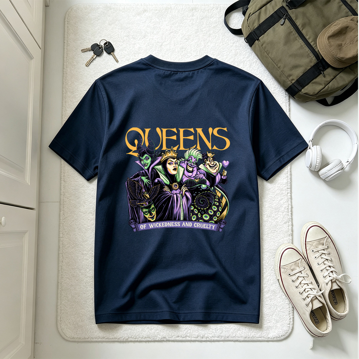 Queens of Wickedness and Cruelty: Maleficent, Evil Queen, Ursula, and Queen of Hearts - Tee