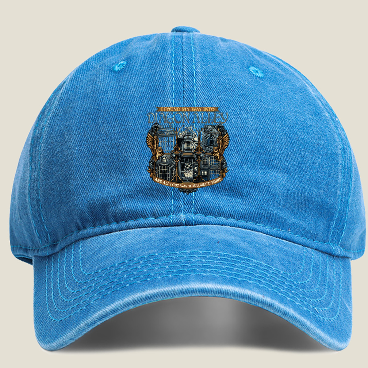 Harry Potter Diagon Alley T-Shirt Design - Washed Denim - Baseball Cap