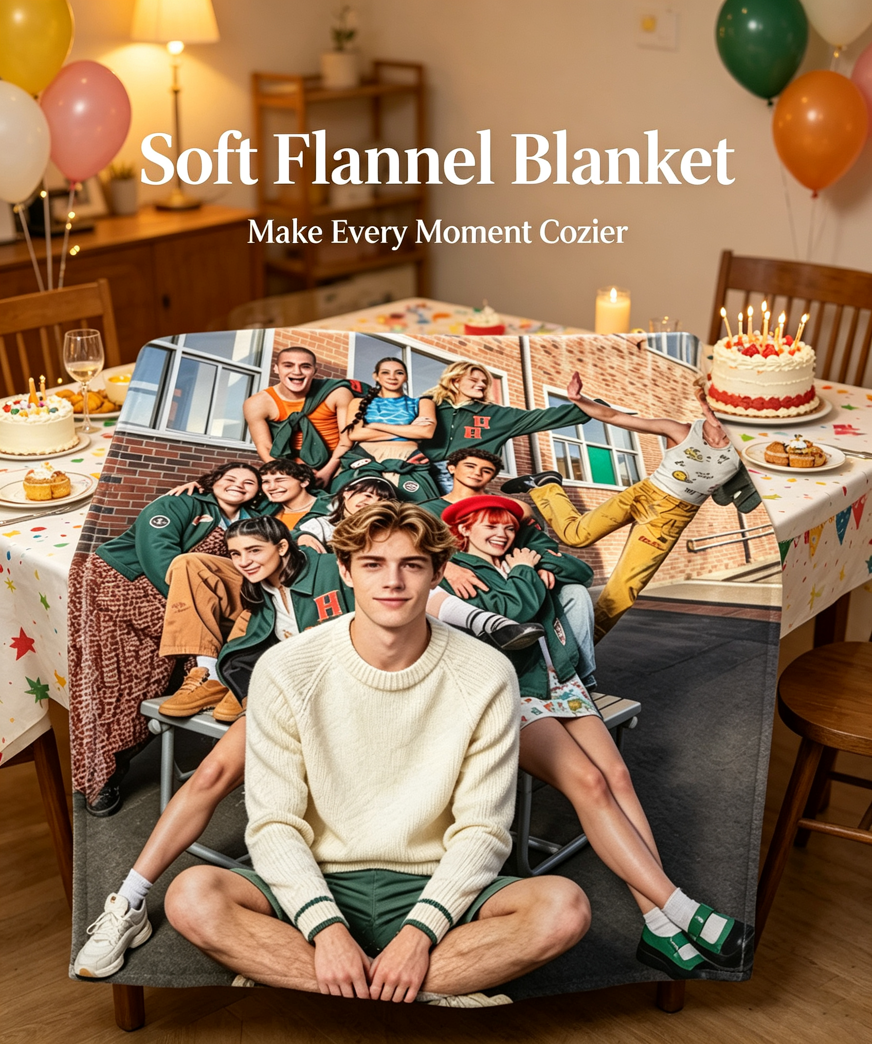 Custom Face Blanket The Heathers Movie Cast Flannel Blanket Cozy Home Decor Gift for Fans and Teen Drama Lovers