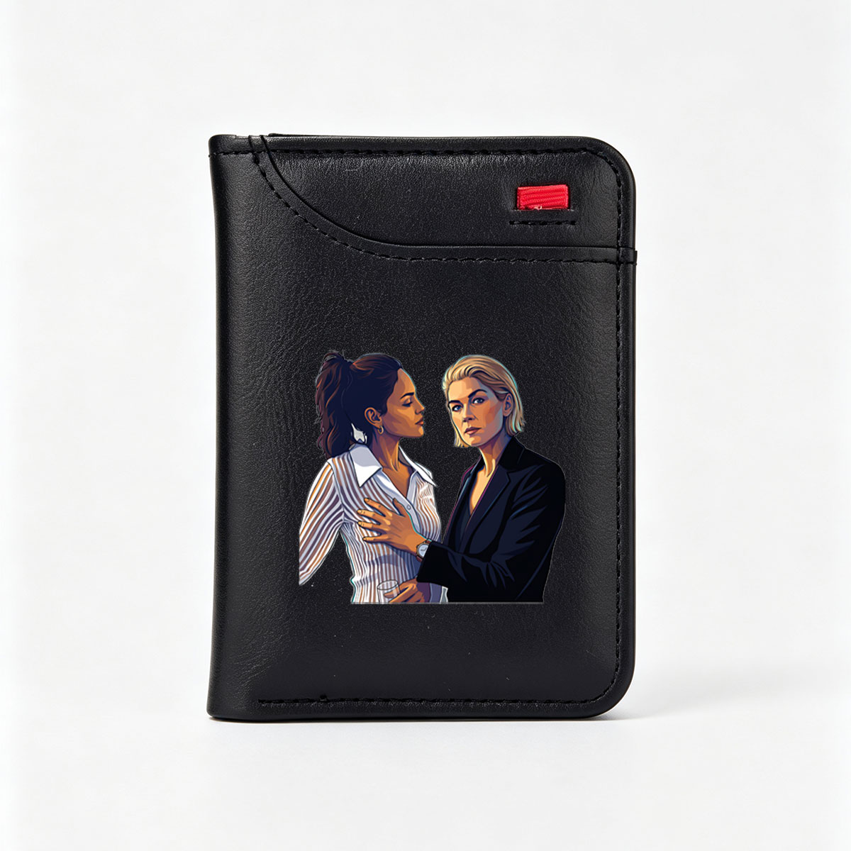 Two Women in Formal Attire Sharing an Intimate Moment - Vertical Style Wallet