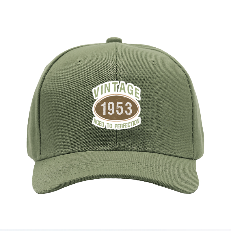 1pc New Baseball Cap Vintage 1953 Aged to Perfection Print Unisex Adjustable Hat for Outdoor Activities and Casual Wear Adults Men Women Style