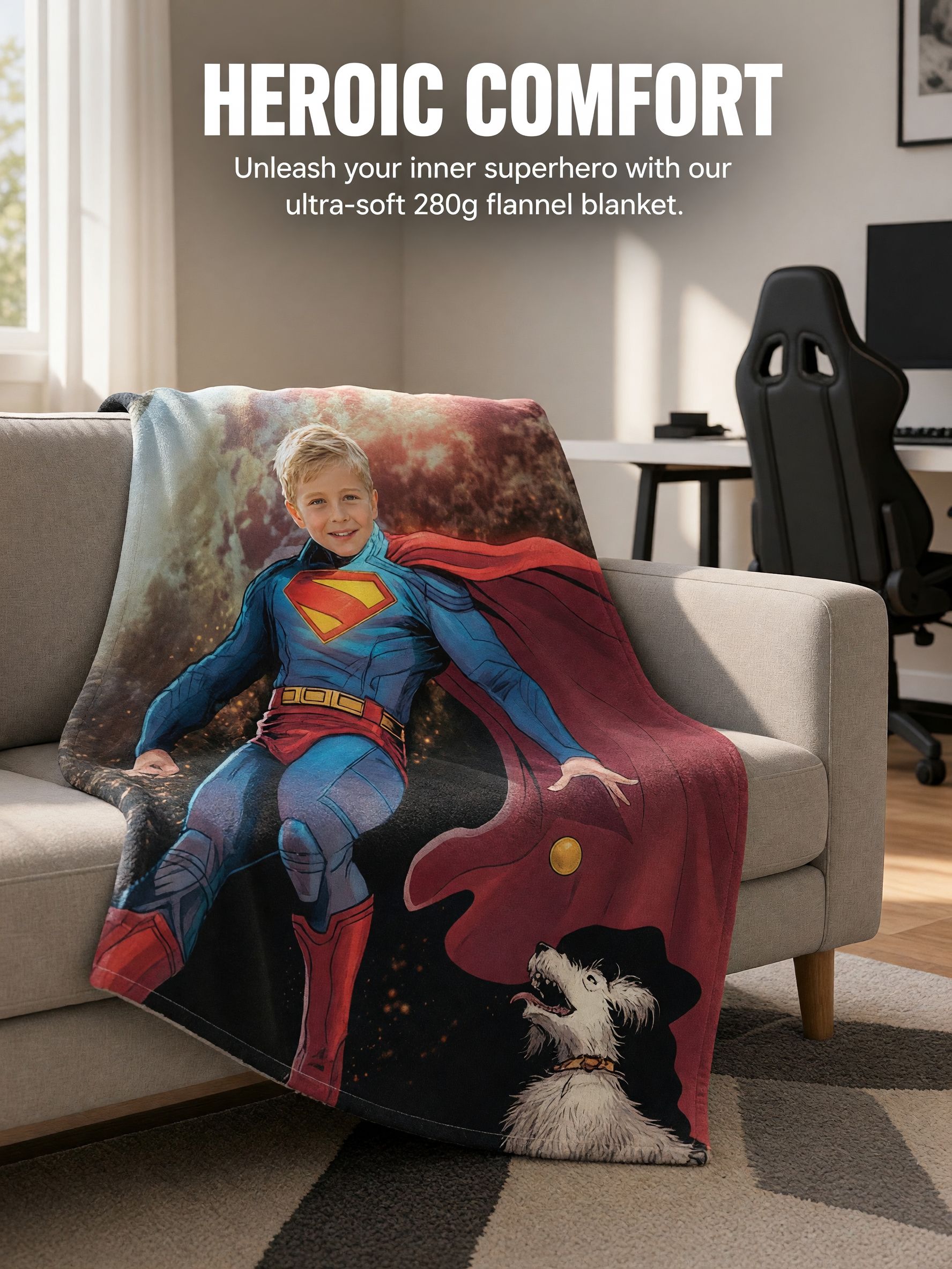 Custom Photo Face Superhero Flannel Blanket Ultra Soft Personalized Hero Throw Cozy Bed Sofa Cover Gift