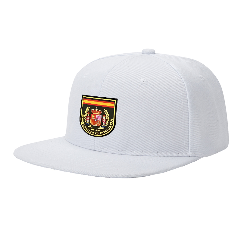 Flat Brim Baseball Cap Spain Coat of Arms Embroidered Design Streetwear Underground Skate Style for Basketball Courts Skate Parks Urban Lifestyle Riders Rappers Streetwear Enthusiasts