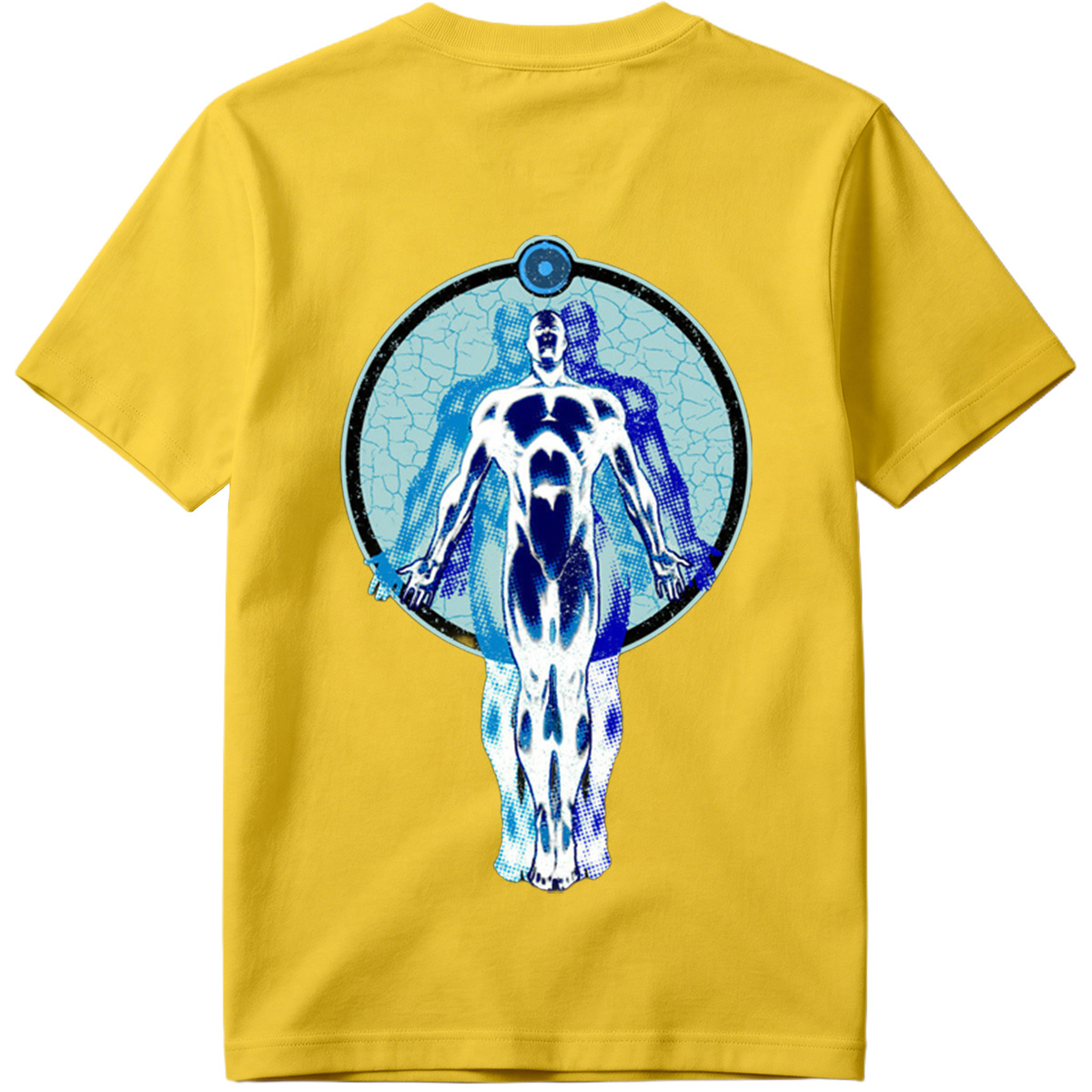 Blue Human Figure in Circular Frame - Tee