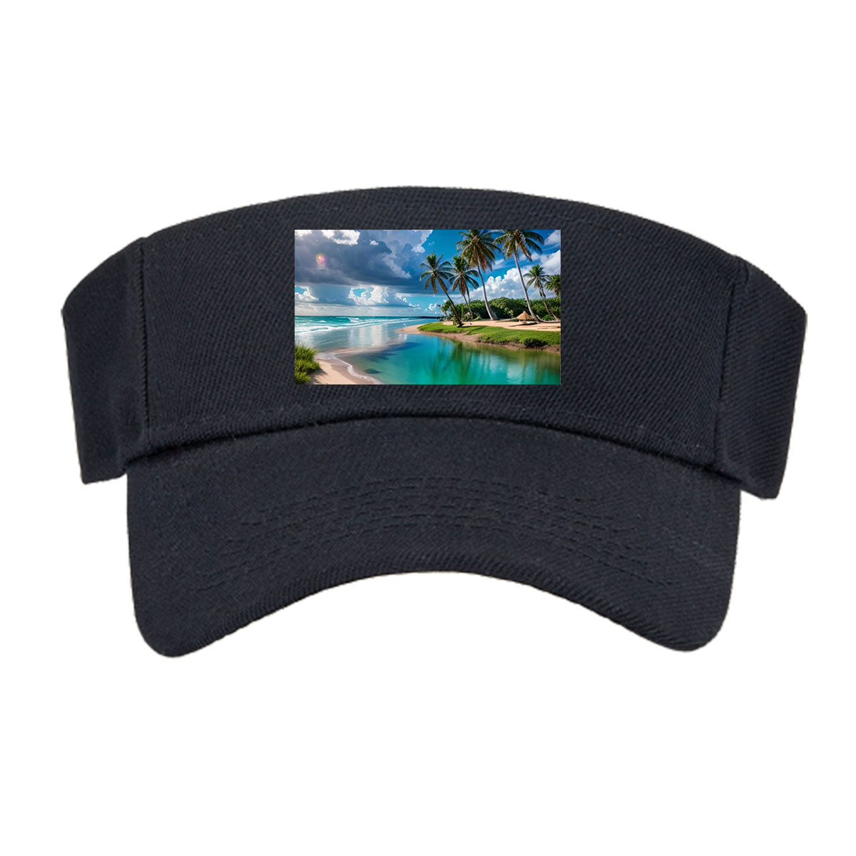 Tropical Beach with Palm Trees and Crystal Clear Water -  Visor cap