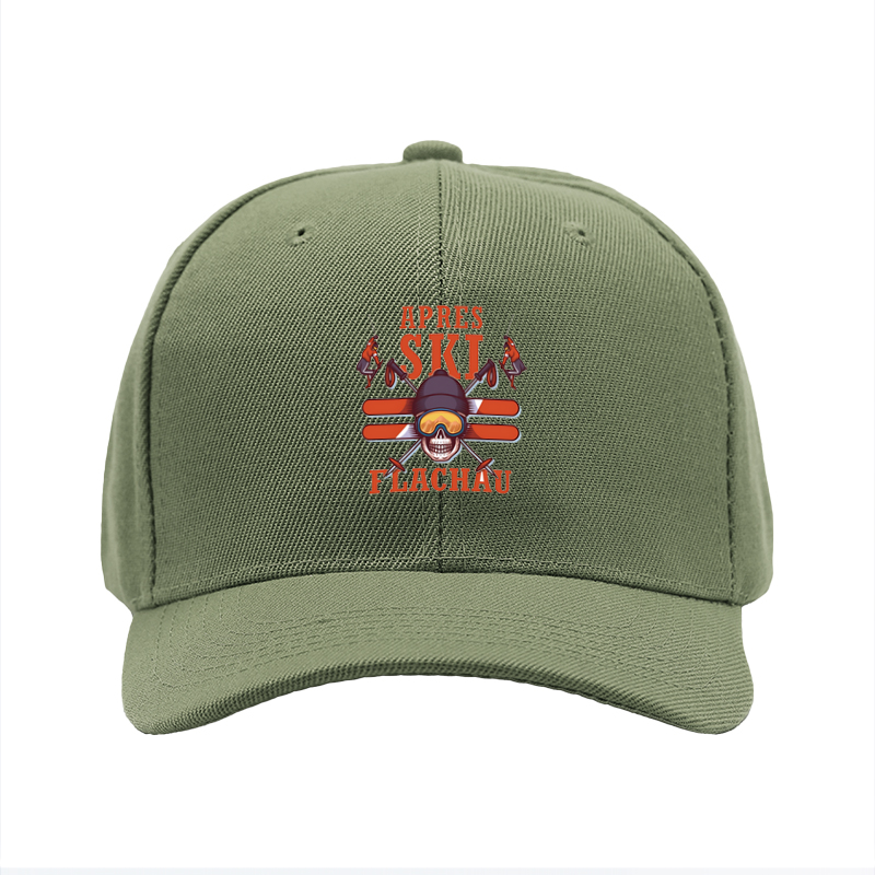 1pc New Baseball Cap with Apres Ski Flachau Skull and Snowboard Print Unisex Adjustable Hat for Outdoor Winter Activities Adults and Teens