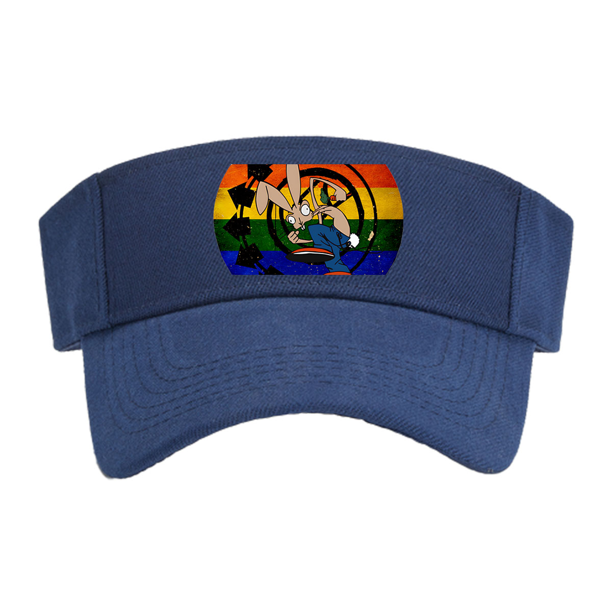 Bugs Bunny in Action: Classic Cartoon Character with Rainbow Background -  Visor cap