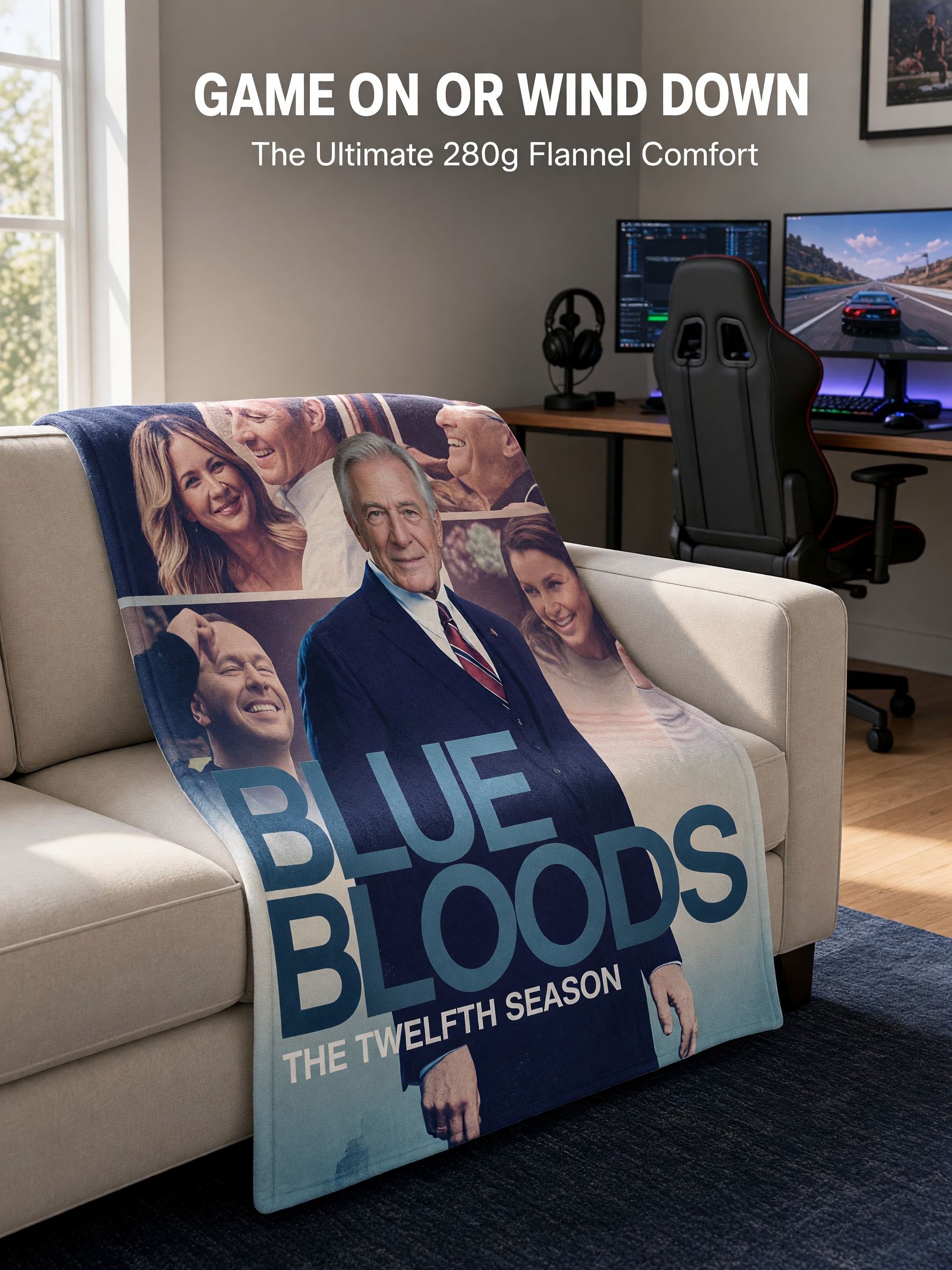 Custom Face Photo Blanket Personalized Police Drama Flannel Throw, Soft Lightweight Fleece Ideal Personalized Gift