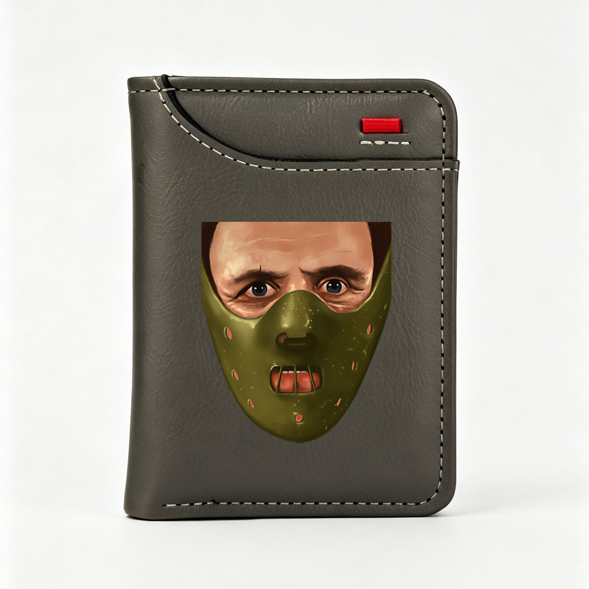 Bane from The Dark Knight Rises, wearing his iconic green mask with a menacing expression. - Vertical Style Wallet