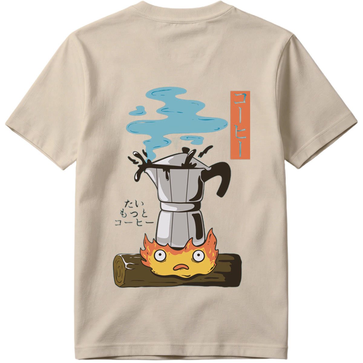 Coffee Pot and Flame Character - Tee
