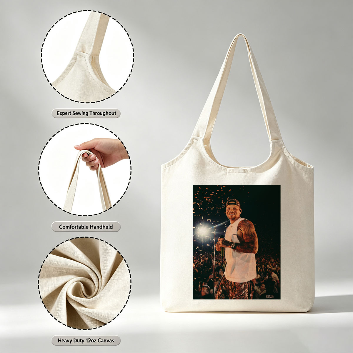 Chris Brown Live Performance with Confetti and Crowd in Background - Canvas shoulder bags/