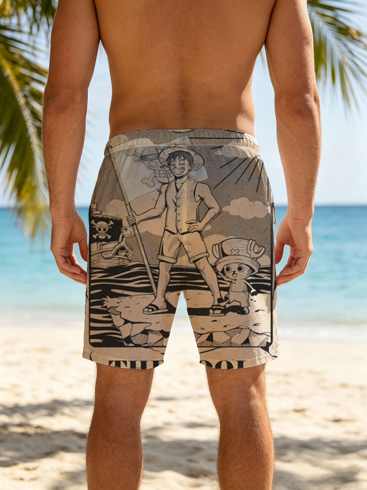 One Piece: Luffy and Chopper as The Fool Tarot Card -  Beach shorts