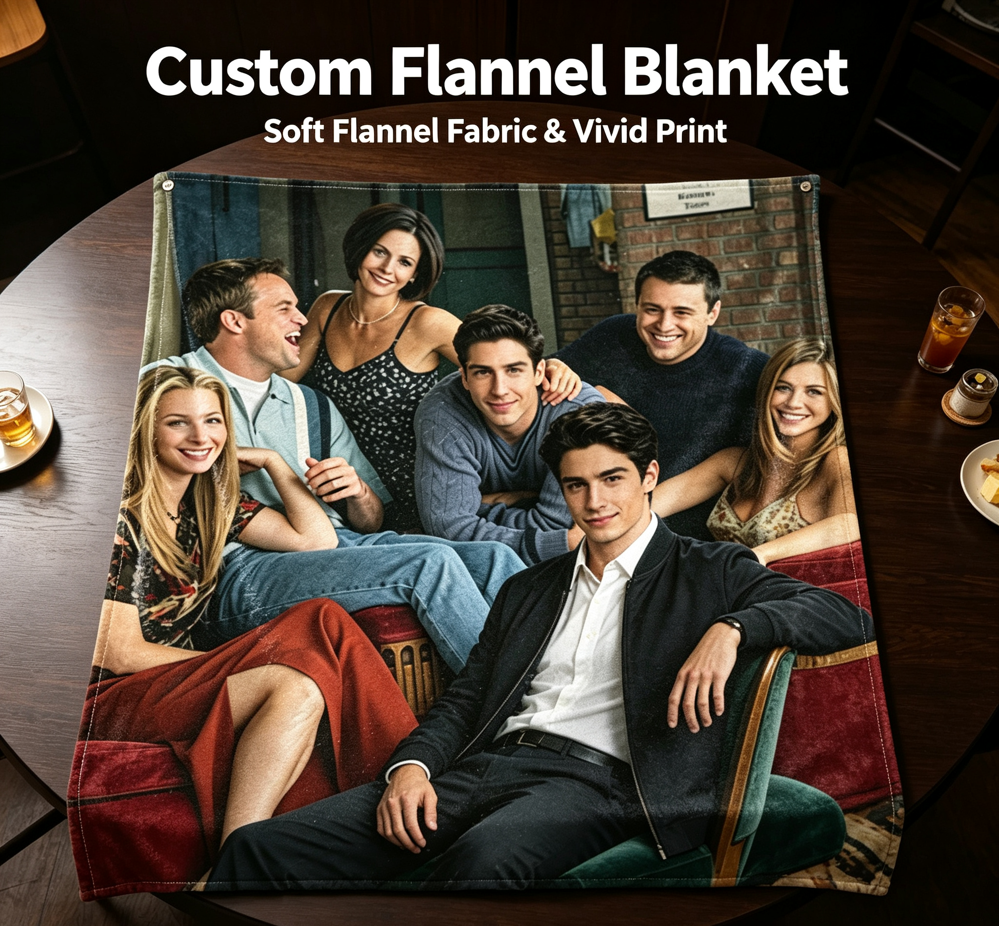 Custom Face Blanket Friends TV Show Cast Flannel Blanket Perfect for Couch Time Cozy Gift for Fans and Birthday Giveaway