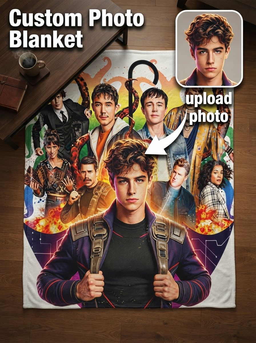 Custom Photo Flannel Blanket Personalized Face Print Soft Warm Fleece Throw Blanket for Bed Couch Cozy Gift