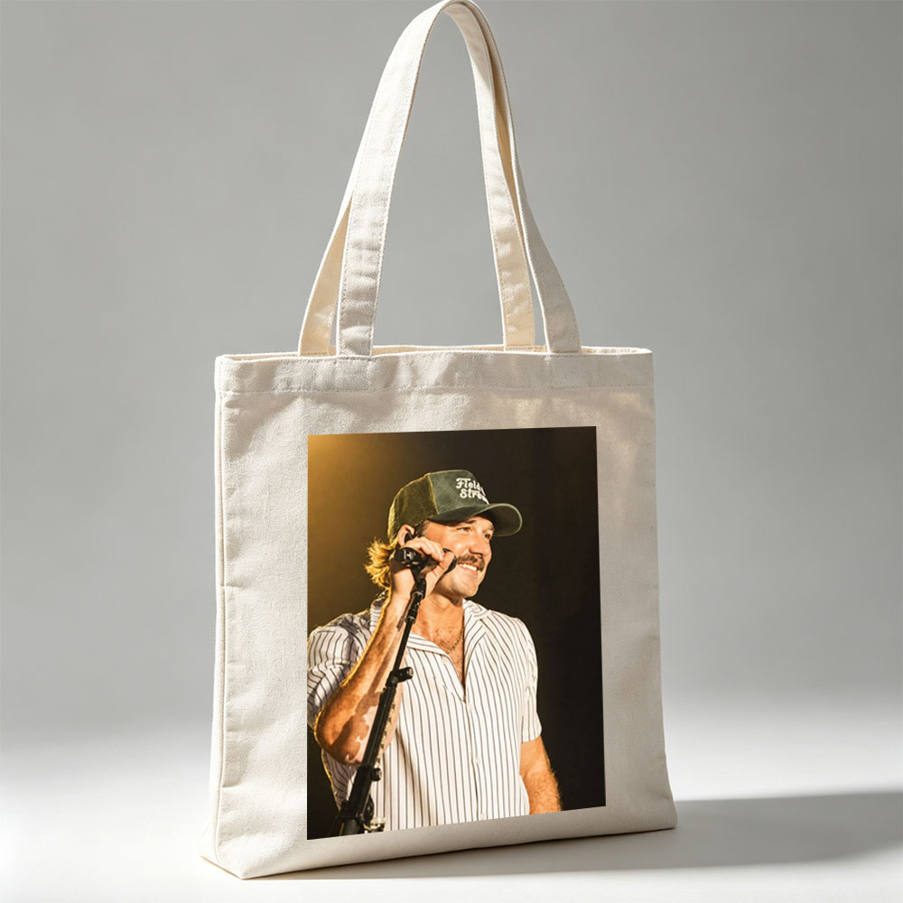 Luke Bryan Performing on Stage with Microphone and Hat - Canvas tote bags