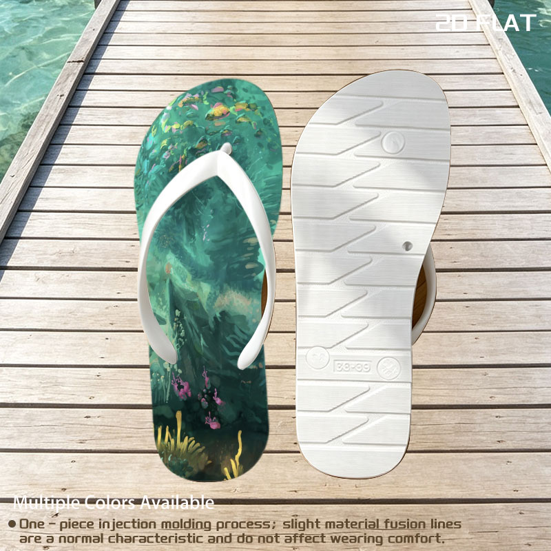 Underwater Scene with Colorful Fish and Coral -  flip-flops