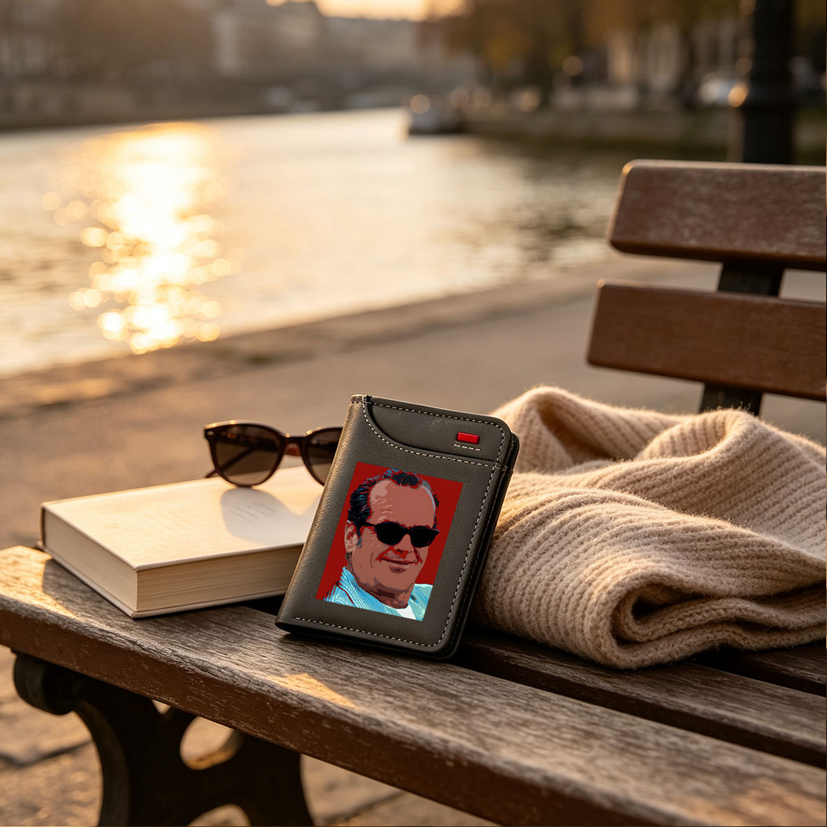 Jack Nicholson in Sunglasses, Pop Art Style Portrait - Vertical Style Wallet