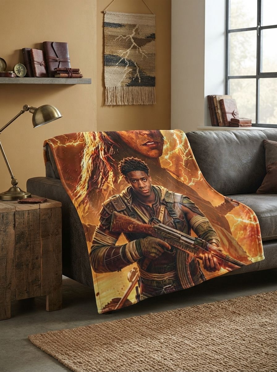 Custom Photo Face Blanket Personalized Fantasy Warrior Flannel Throw Ultra Soft Anti-Pilling Cozy Bed Couch Keepsake