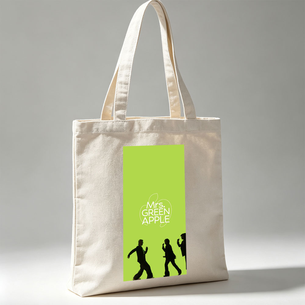 Mrs. GREEN APPLE Band Members Silhouettes Walking on Green Background - Canvas tote bags