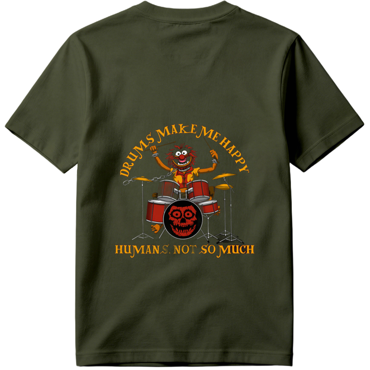 Animal from The Muppets Playing Drums with Skull Design - Tee