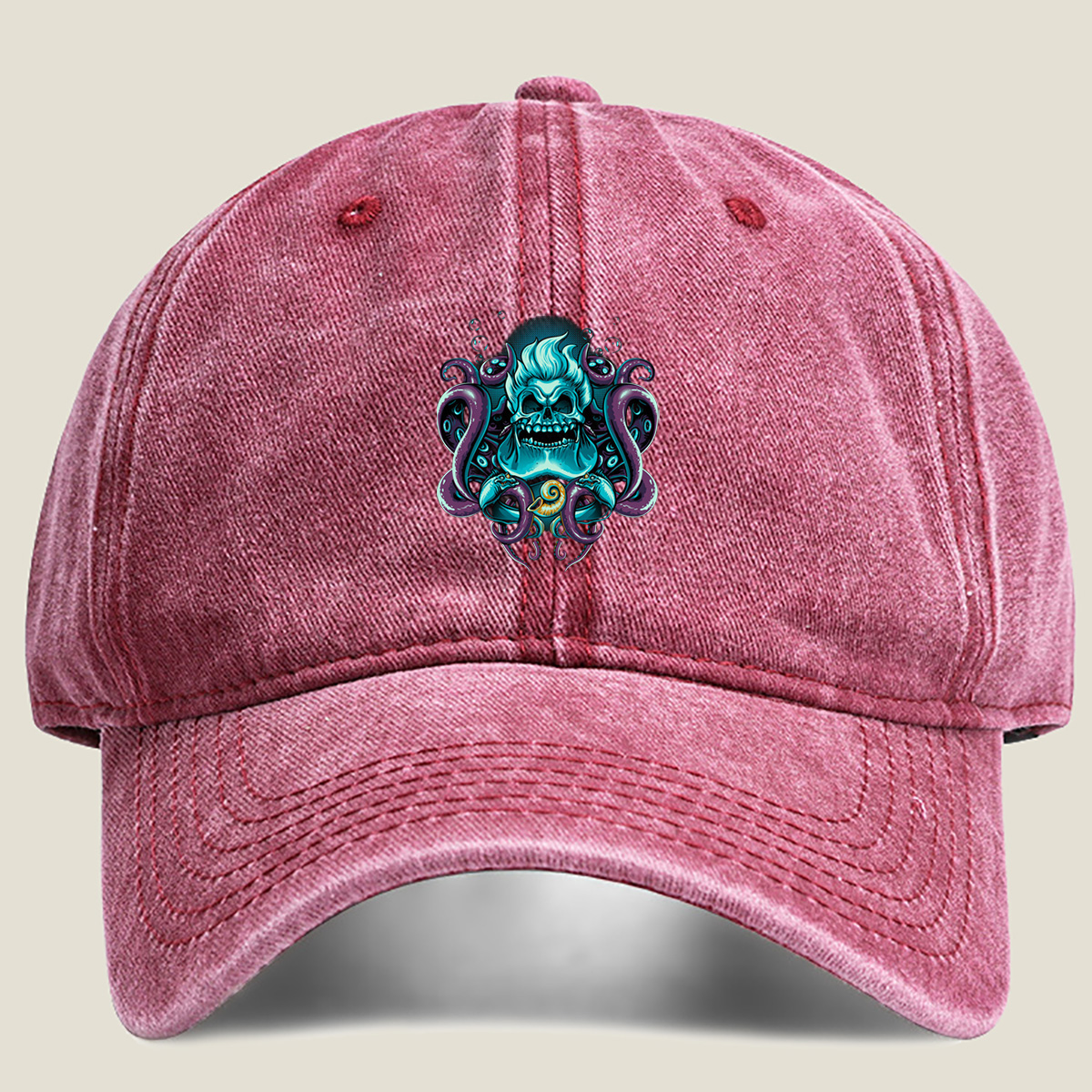 Cthulhu Skull with Tentacles - Washed Denim - Baseball Cap