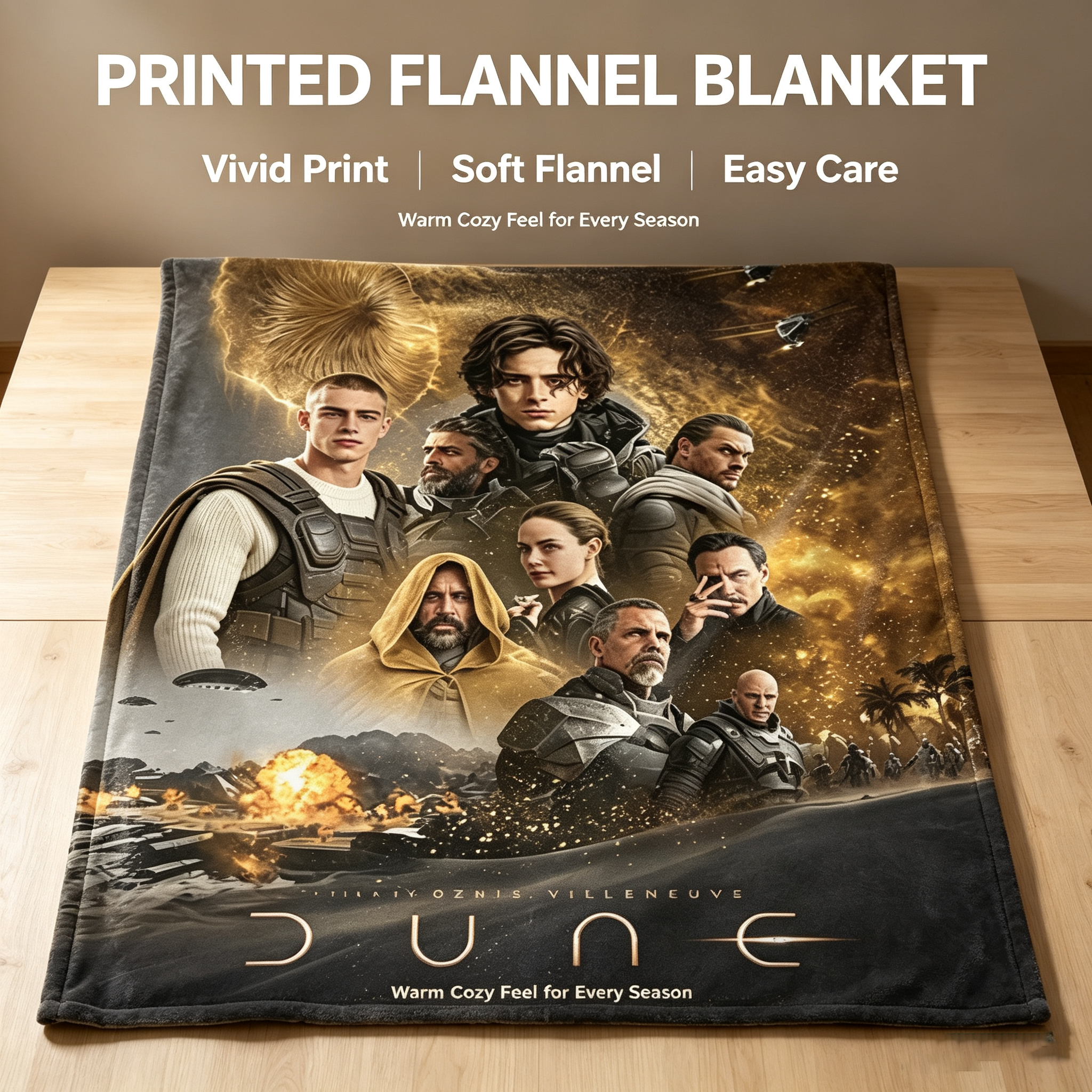 Custom Face Blanket Dune Movie Character Flannel Blanket Perfect for Fans of Sci-Fi Films Cozy Home Decor Gift or Giveaway