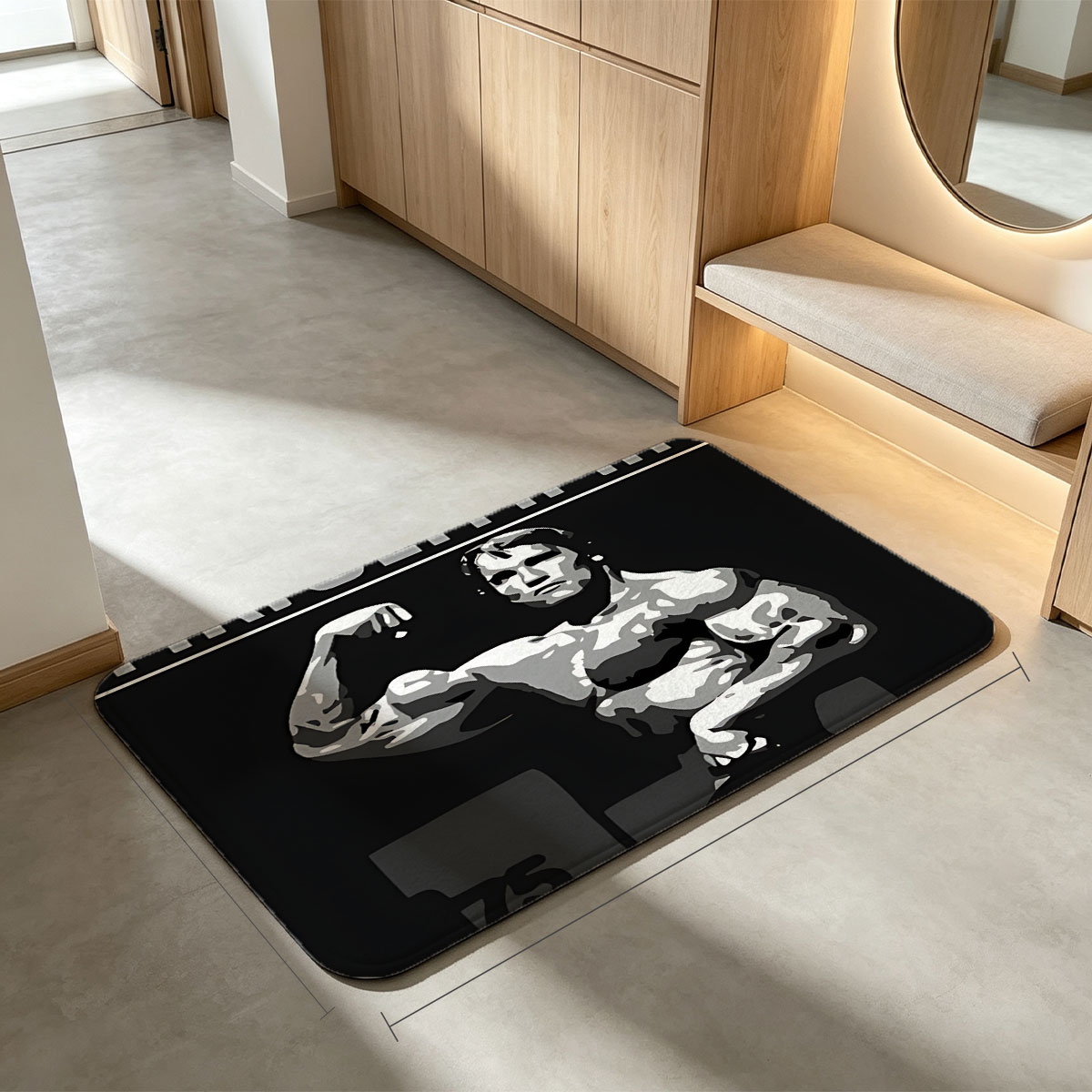 Mr. Olympia 1975: Arnold Schwarzenegger at Weizman Hall, Pretoria, South Africa - Flannel floor mat