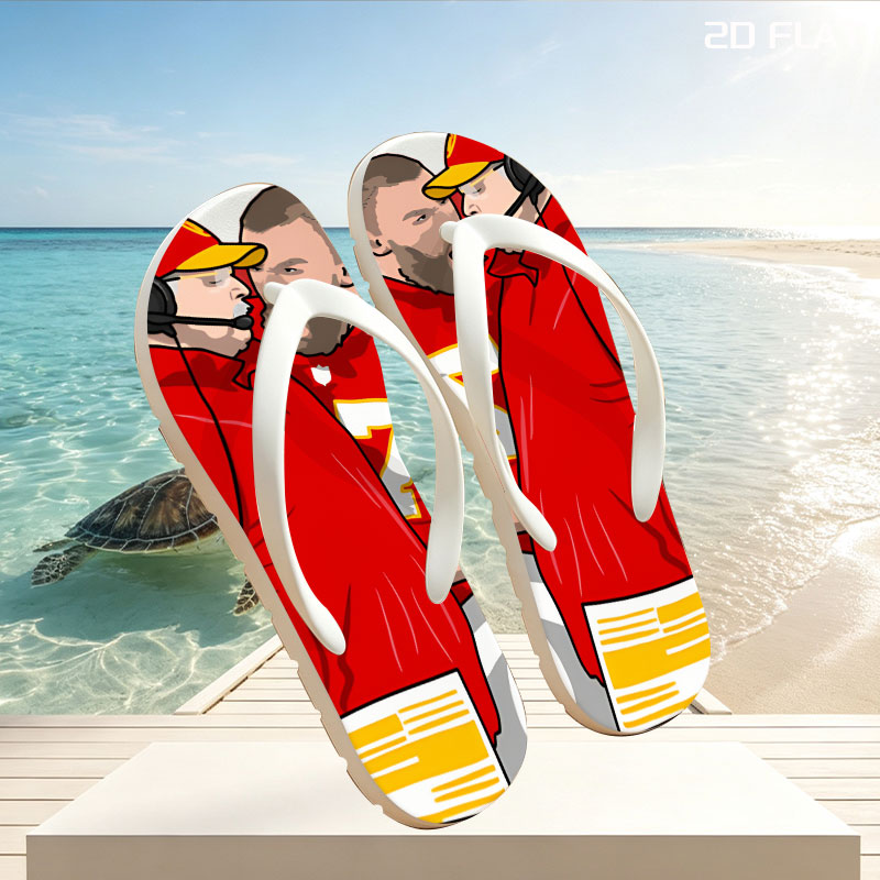 Andy Reid and Patrick Mahomes in Kansas City Chiefs Uniforms -  flip-flops