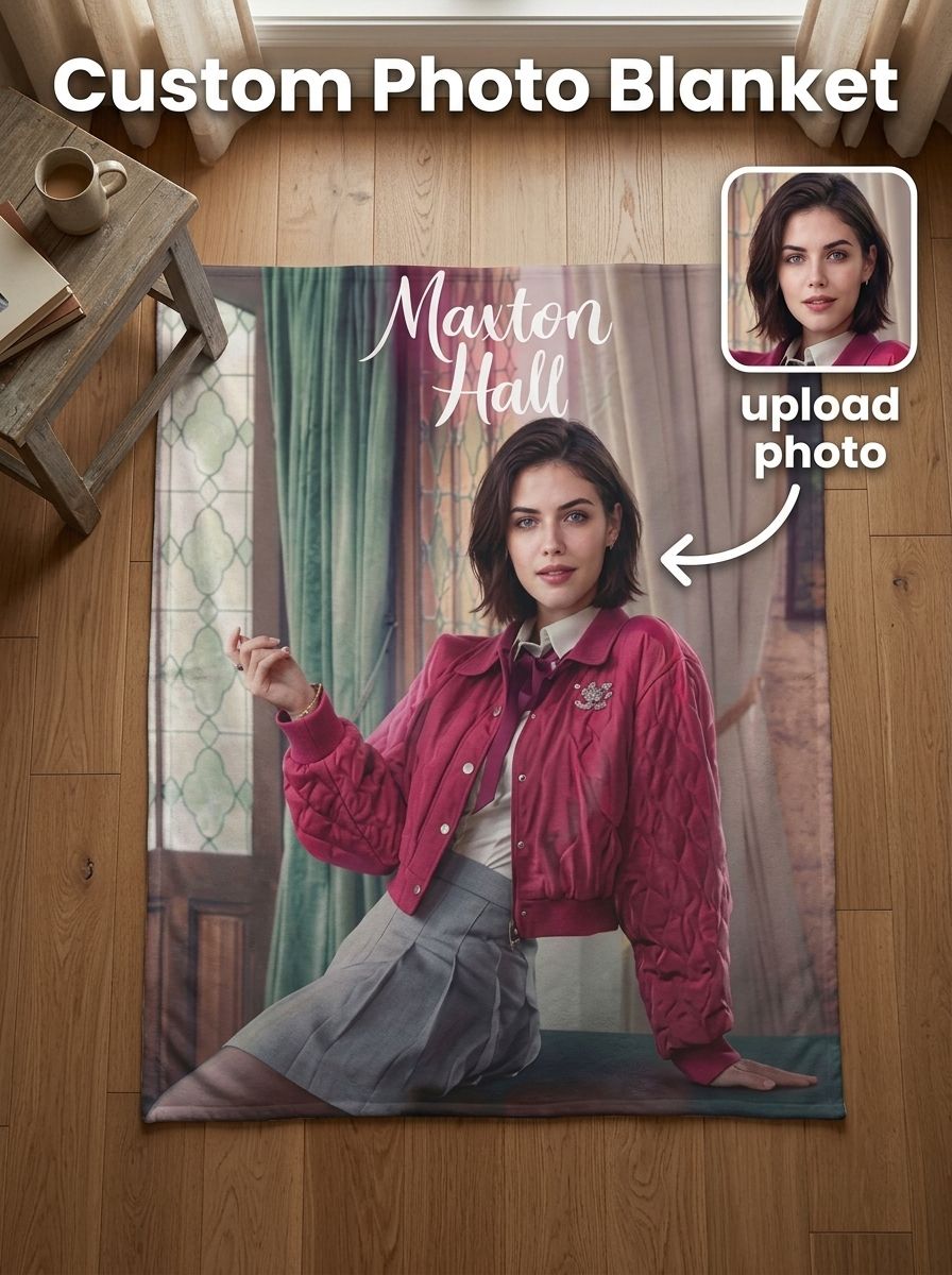 Custom Photo Face Blanket, Personalized Soft Flannel Fleece Throw with Portrait Print, Ideal Cozy Keepsake Gift