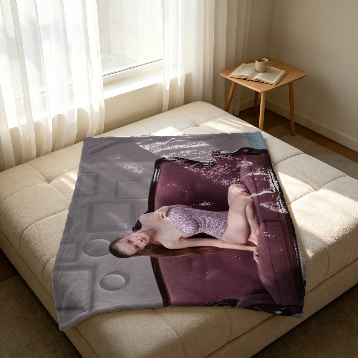 Panda Hooded Bikini Beauty at Night City View - Blanket