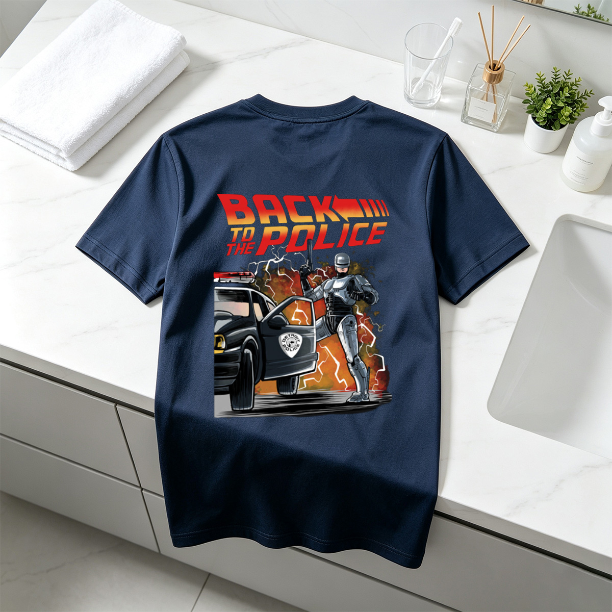 Back to the Police: RoboCop and Detroit Police Car - Tee
