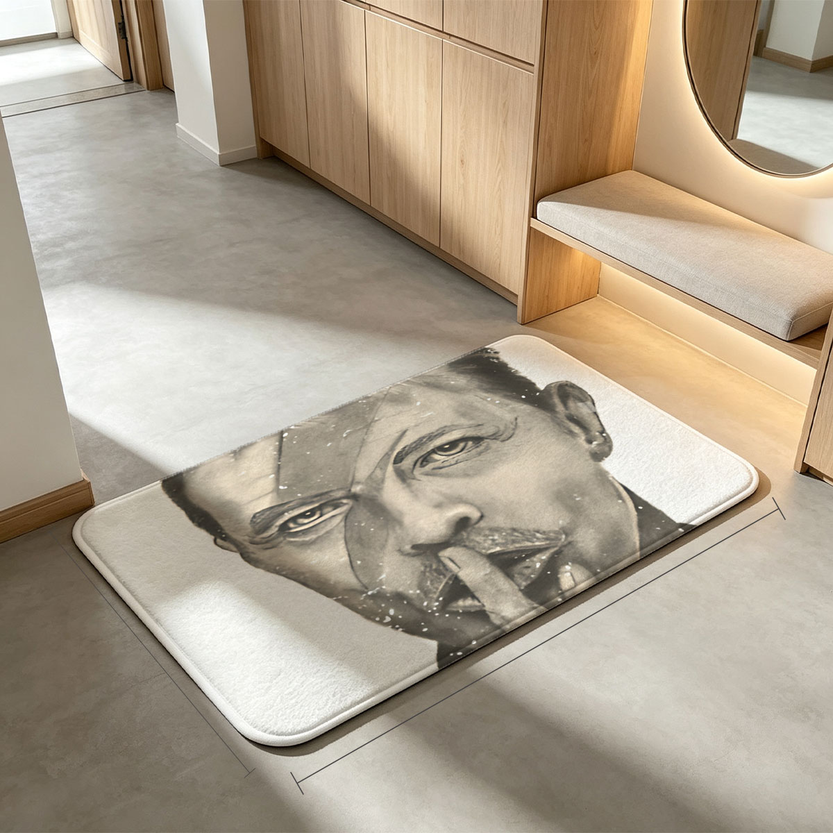 David Bowie: Ziggy Stardust Portrait with Shh Gesture - Flannel floor mat