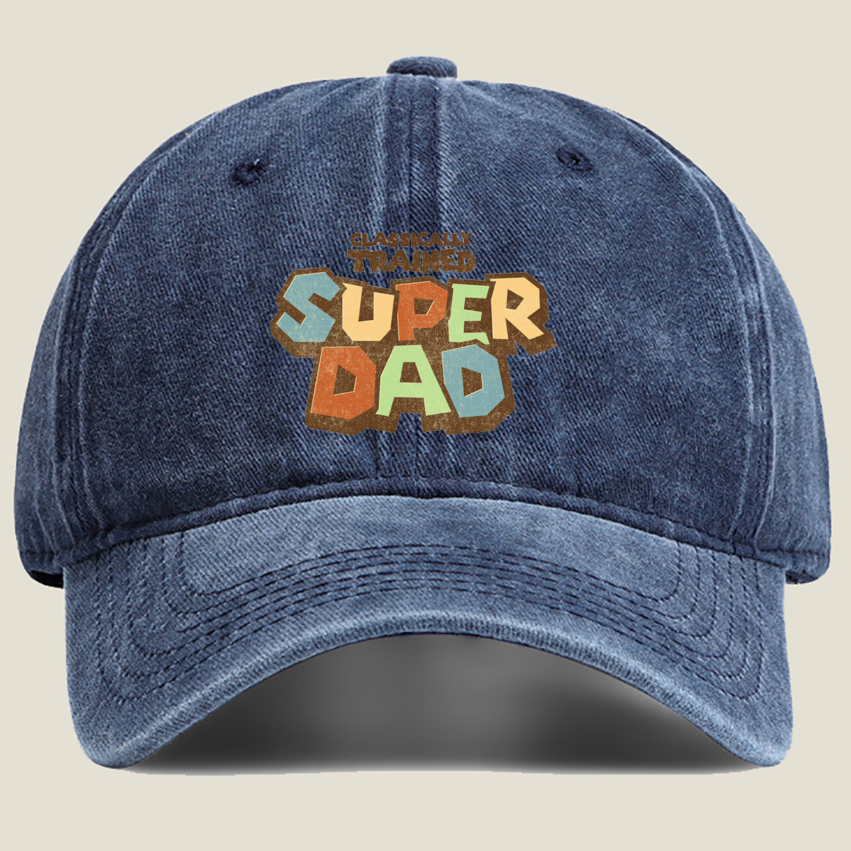 Classically Trained Super Dad - Washed Denim - Baseball Cap