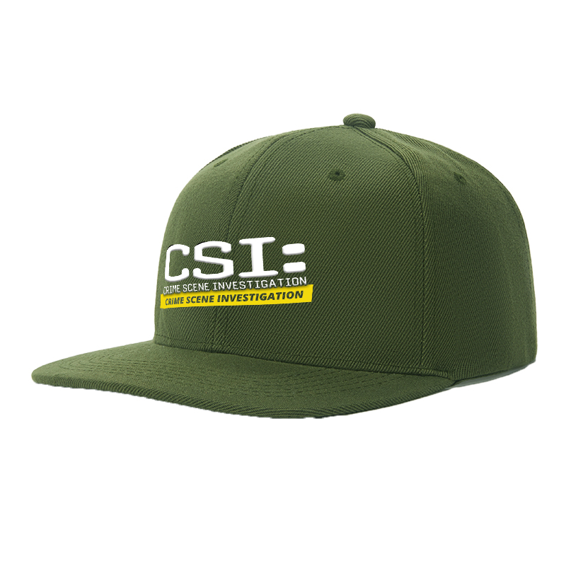 Flat Brim Baseball Cap CSI Crime Scene Investigation Logo Streetwear Underground Skate Style for Basketball Court Urban Street Skate Park Skaters Rappers Streetwear Enthusiasts