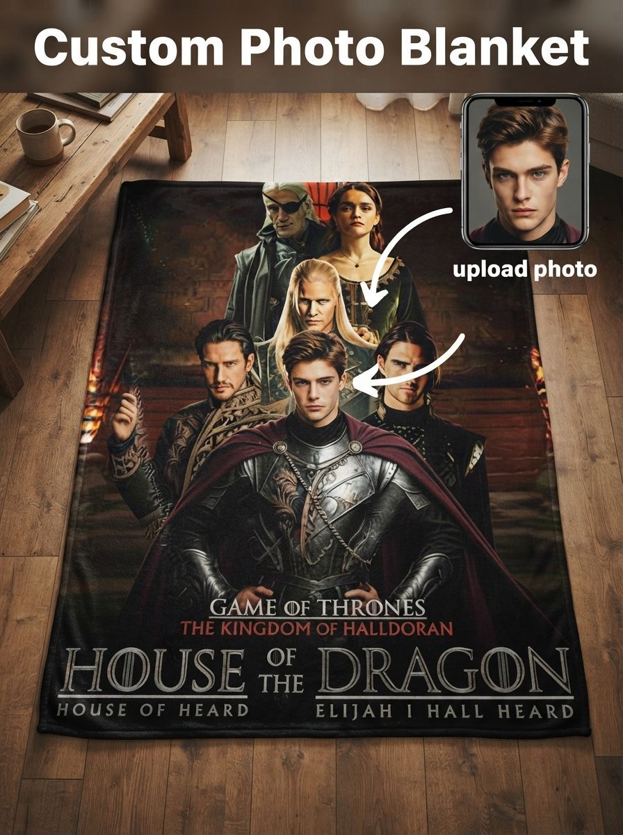 Custom Photo Face Flannel Fleece Throw Blanket Personalized Fantasy Movie Artwork Ultra Soft Plush Bedding Couch Cover