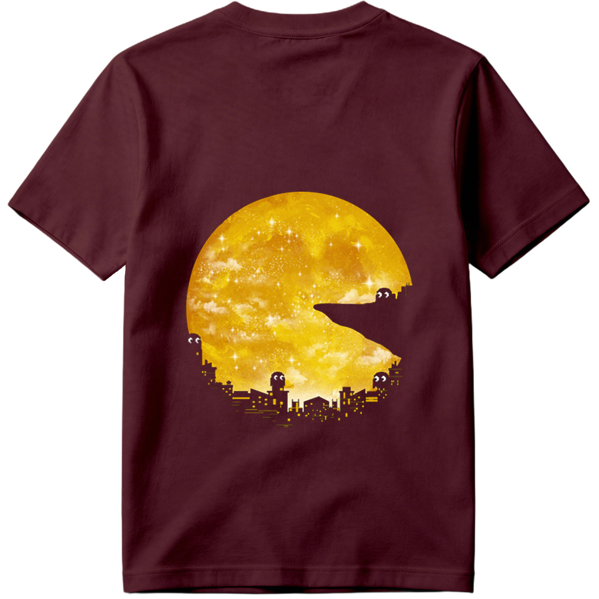 Pac-Man Cityscape Under the Moon - Tee