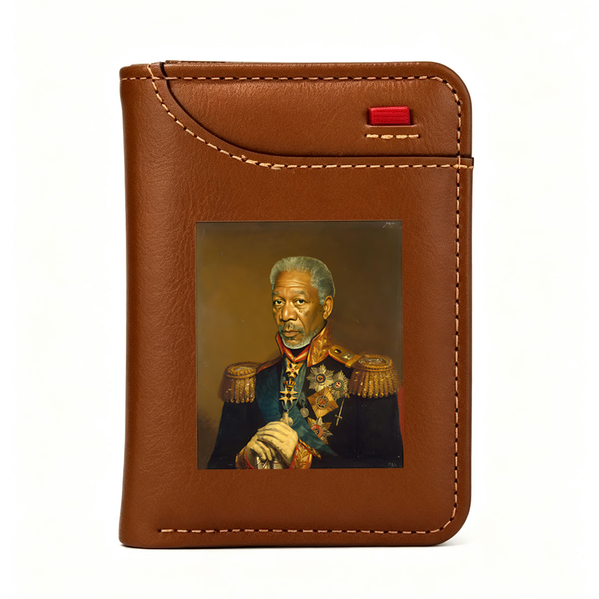 Morgan Freeman as a Distinguished Military Officer in Regal Uniform - Vertical Style Wallet
