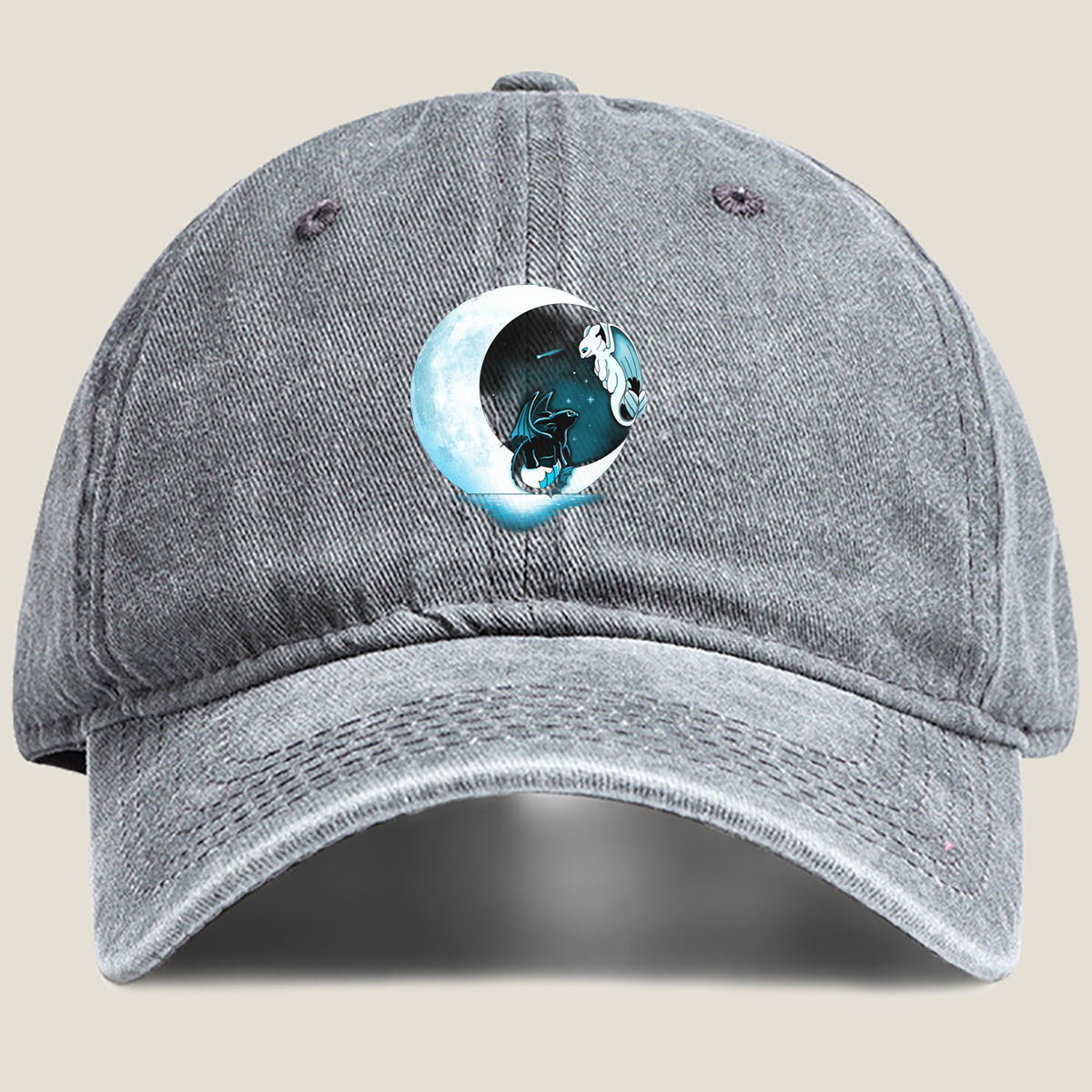How to Train Your Dragon: Toothless and Light Fury Under the Moon - Washed Denim - Baseball Cap