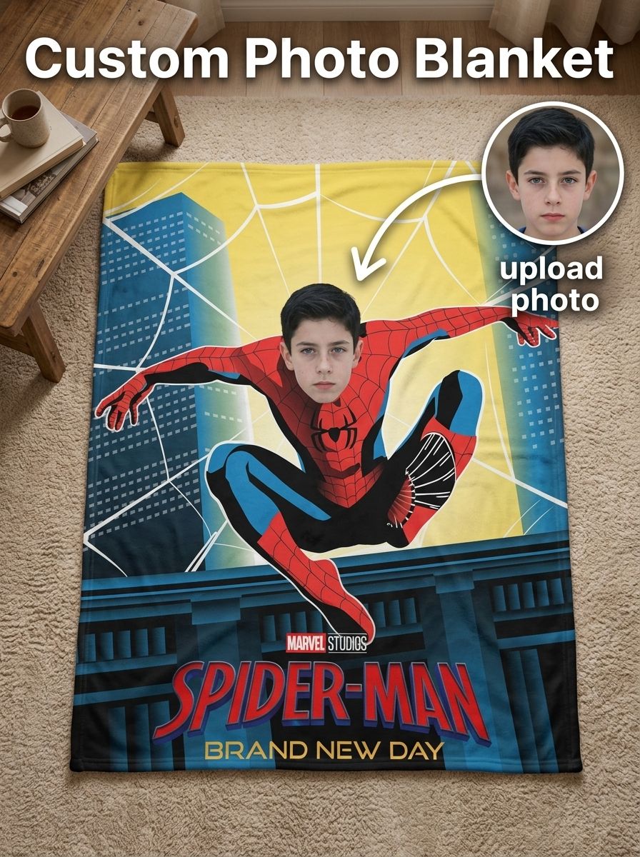 Custom Photo Superhero Flannel Blanket Personalized Face Portrait Fleece Throw Ultra Soft Warm Gift for Kids