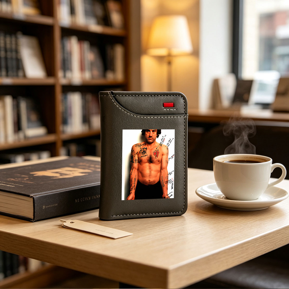 Johnny Depp with Handwritten Notes and Symbols on Body - Vertical Style Wallet