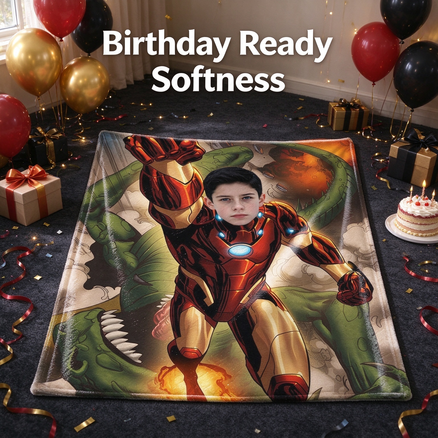 Custom Face Superhero Flannel Blanket Personalized Comic Book Photo Throw Soft Plush Fleece Bedding Gift for Kids