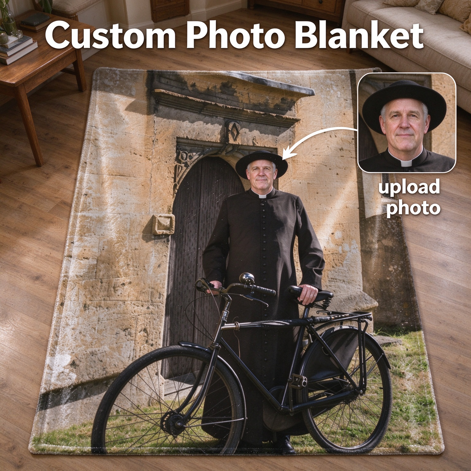 Custom Photo Face Blanket Personalized Flannel Fleece Throw Soft Skin-Friendly Cozy Bed Sofa Wrap Ideal Family Gift