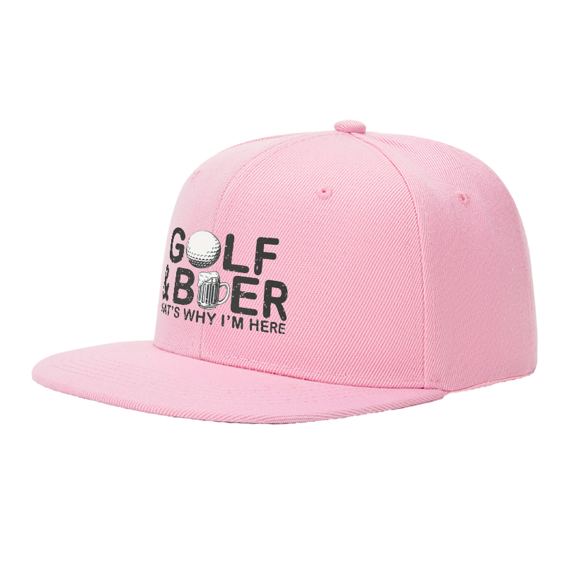 Flat Brim Baseball Cap Golf and Beer That's Why I'm Here Streetwear Underground Skate Style for Basketball Court Street Skate Park Wear by Skaters Rappers Urban Players