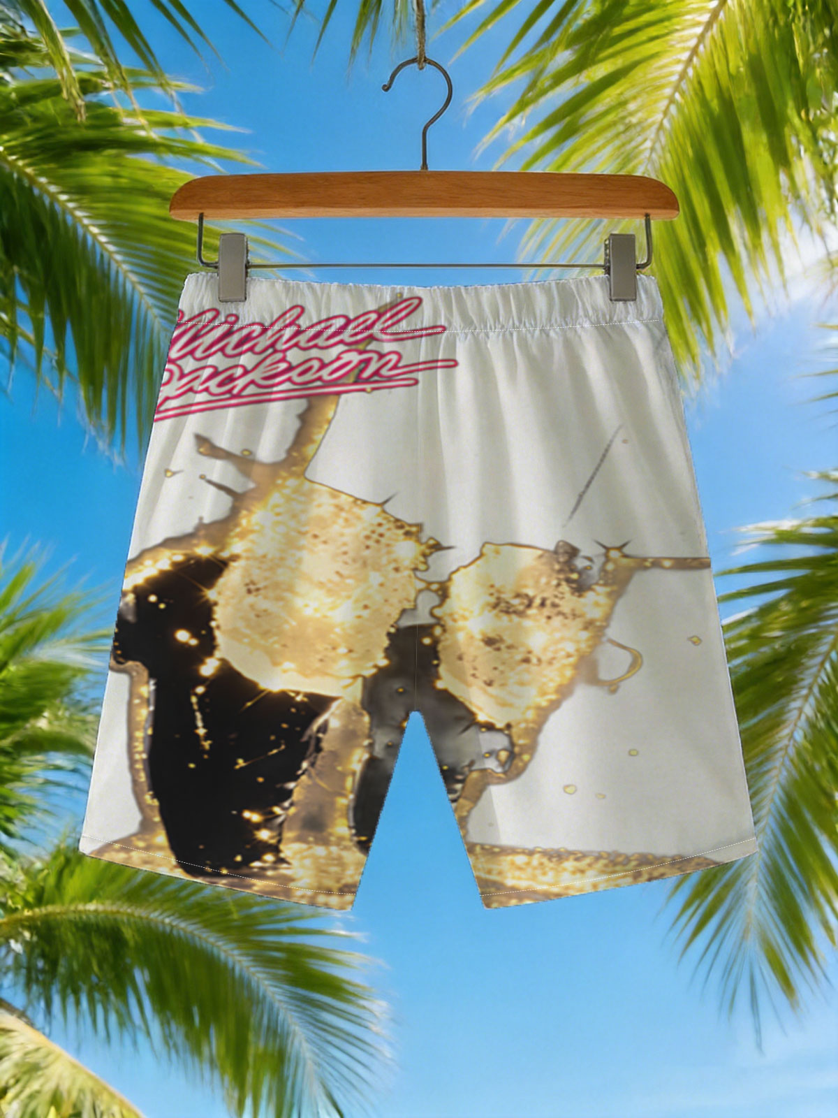 Michael Jackson: Iconic Dance Pose with Glittering Effects -  Beach shorts