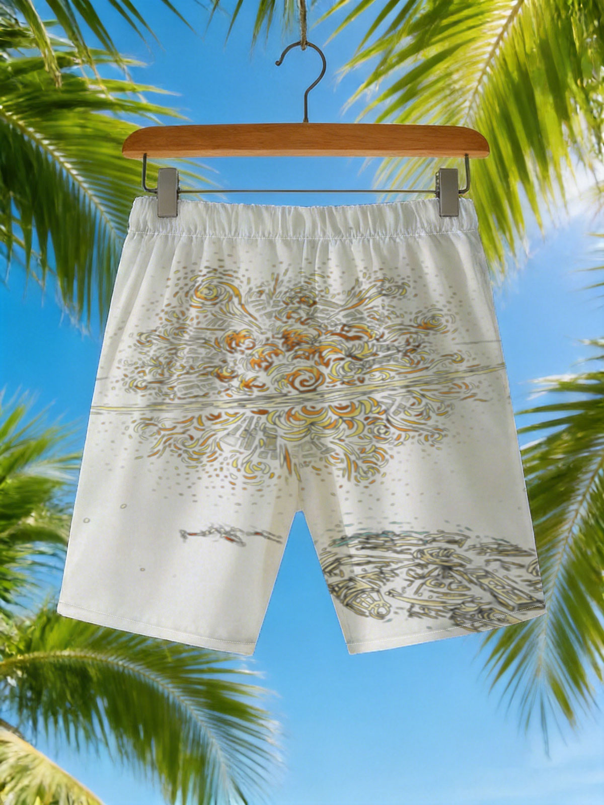 Millennium Falcon Approaches a Cosmic Nebula with Star Destroyer in the Distance -  Beach shorts